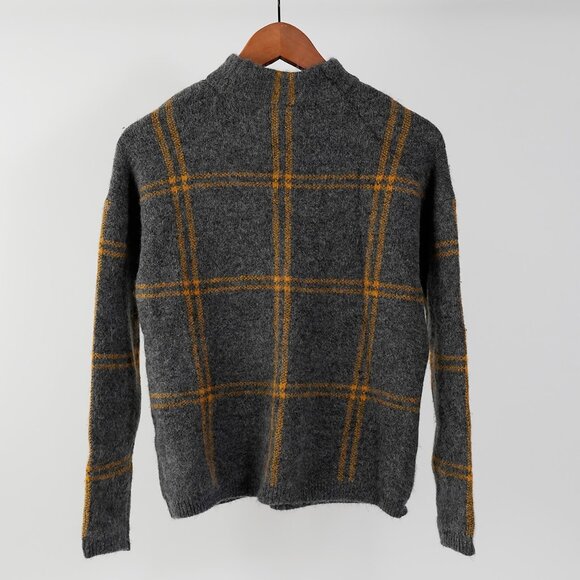 Belle Ultrasoft Burberry Style Windowpane Check Mock Neck Sweater, Size M - Picture 3 of 6